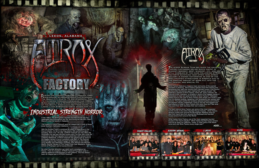 Image of scary creatures at Atrox Factory haunted house in Leeds, Alabama.