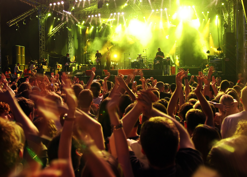 people enjoying live music rock concert at music festival