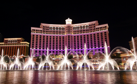 Image of water fountains at Bellagio hotel in Las Vegas.