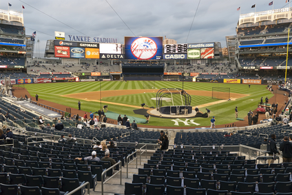 image of Yankee Stadium baseball scoreboard.