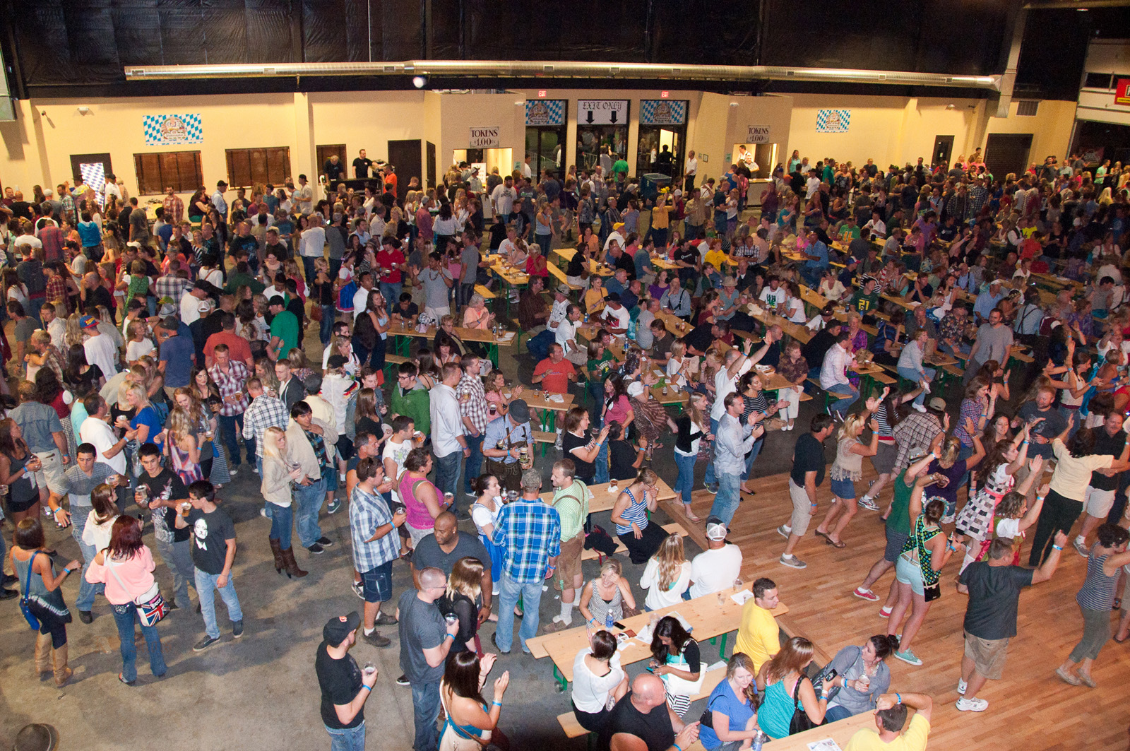 Image of people enjoy beer at huge Mount Angel Oktoberfest beer halls.