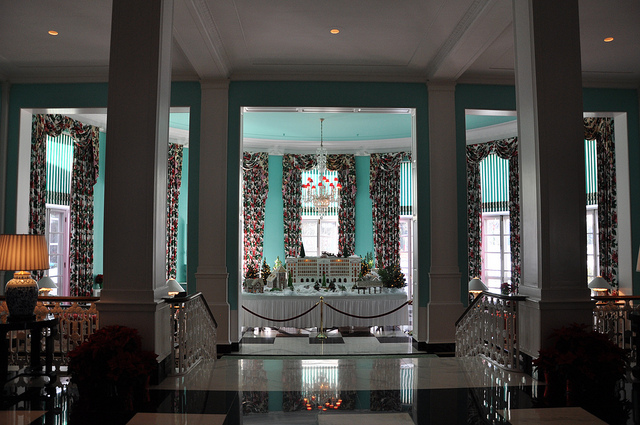 Image of the lobby at the Greenbrier Hotel.