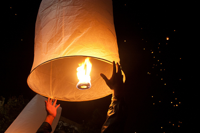 Image of sky lantern at Rise Festival