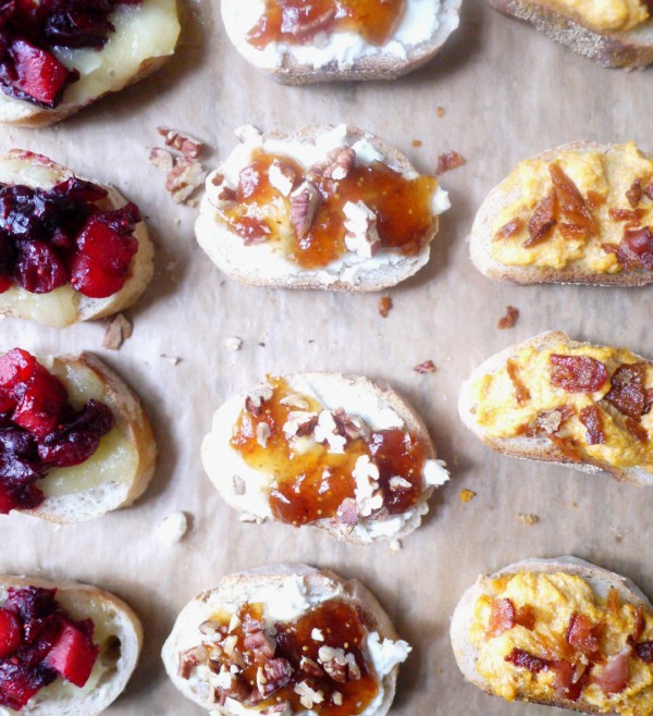 three sweet and savory fall crostinis