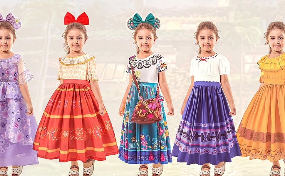 3t-12t Encanto Isabela Luisa Dolores Aunt Pepa costume dress up cosplay party dress for littler girl