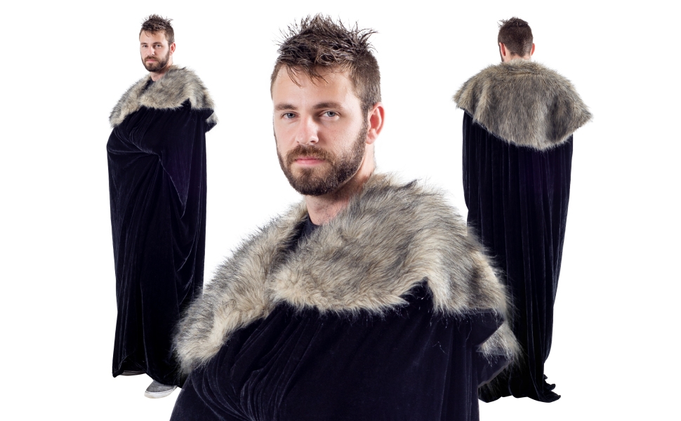 Game of Thrones Medieval North King Ned Stark Fur Costume Cloak Cape