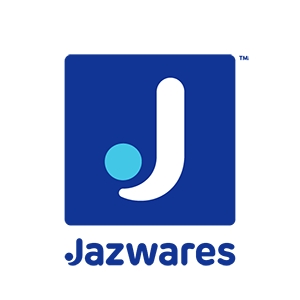 Blue and white Jazwares logo